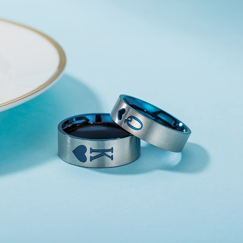 1pc KING QUEEN Titanium Steel Couple Ring